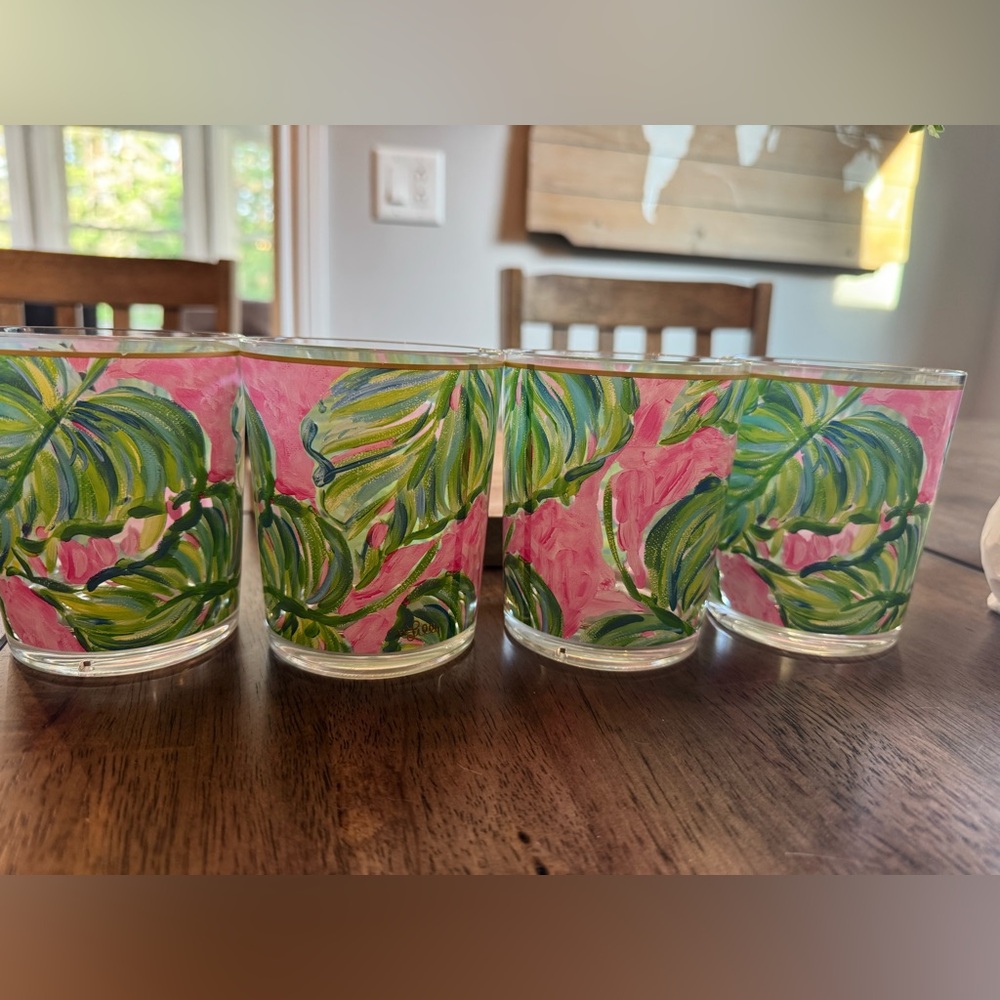 Lilly Pulitzer Pink and Green Leaf Print Glasses